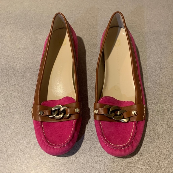 Anne Klein Pink Suede Leather Loafers sz 8.5 M - Picture 1 of 7